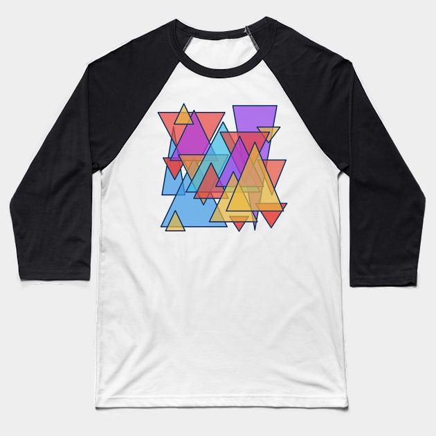 transparent triangles pop art design Baseball T-Shirt by pauloneill-art